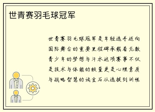 世青赛羽毛球冠军